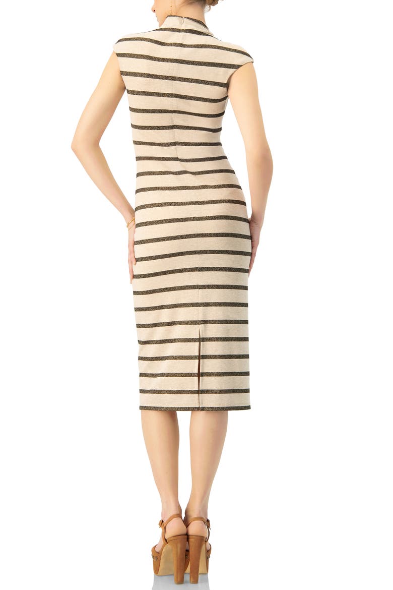 Striped Jersey Midi Dress, Alternate, color, Sand