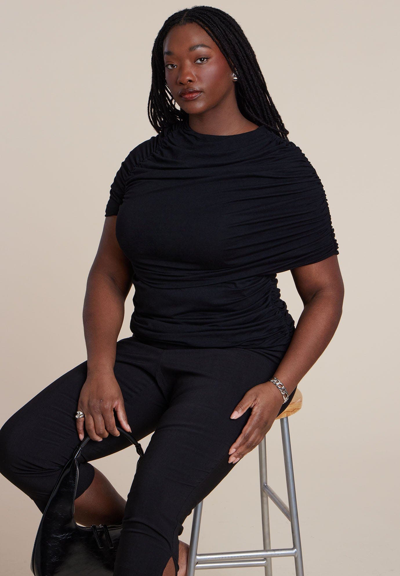 Sleeve Overlay Draped Top