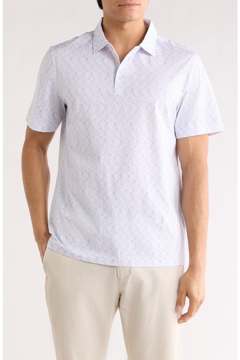 Victor OoohCotton® Mosaic Print Polo, Main, color, AIR BLUE