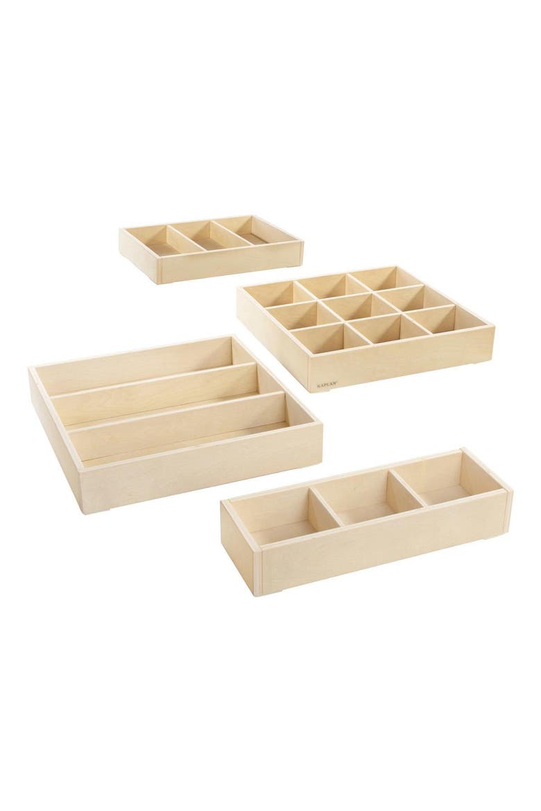 Loose Parts Stacking Wooden Trays - Set of 4, Alternate, color, Brown