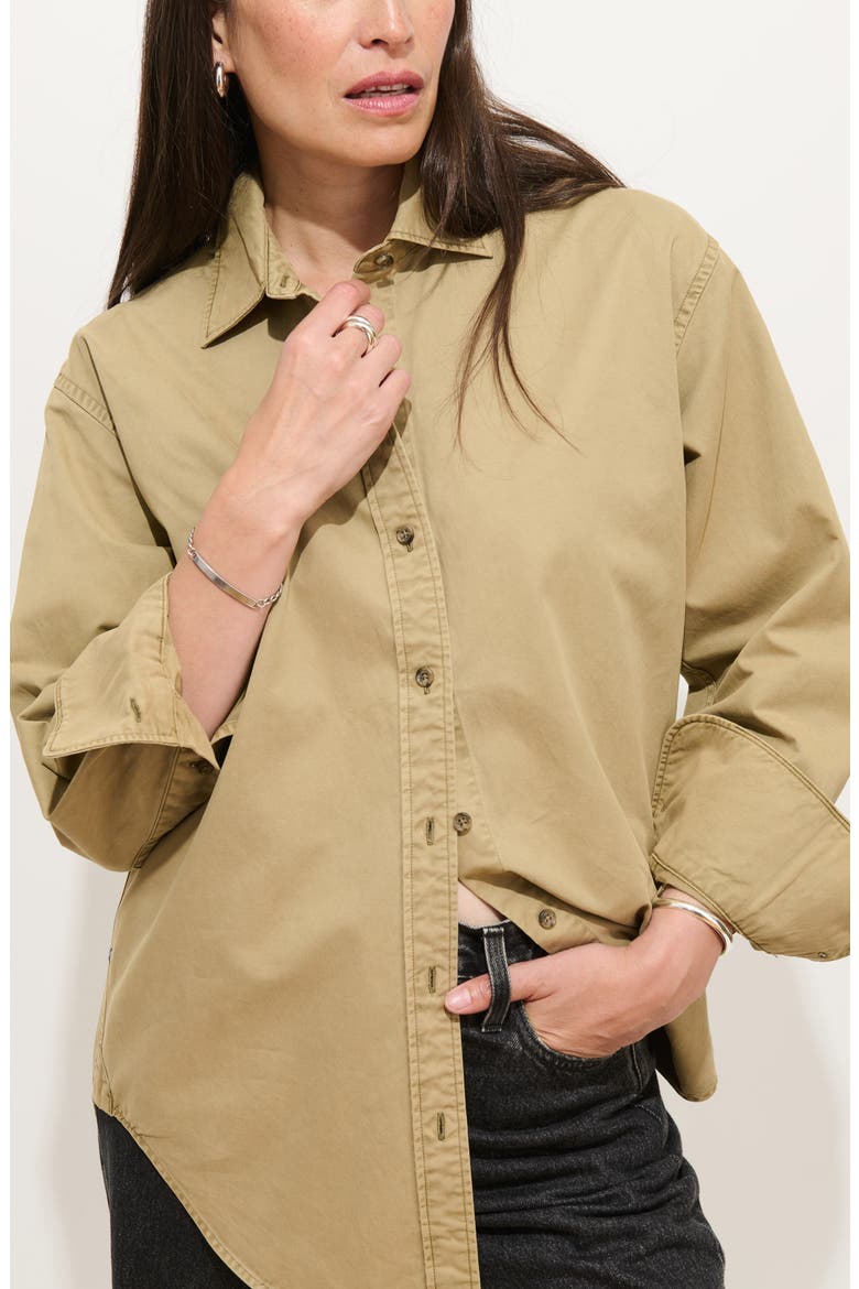 Mercer Long Sleeve Cotton Twill Shirt, Main, color, FIELD KHAKI