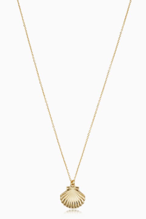 14K Yellow Gold Seashell Pendant Necklace