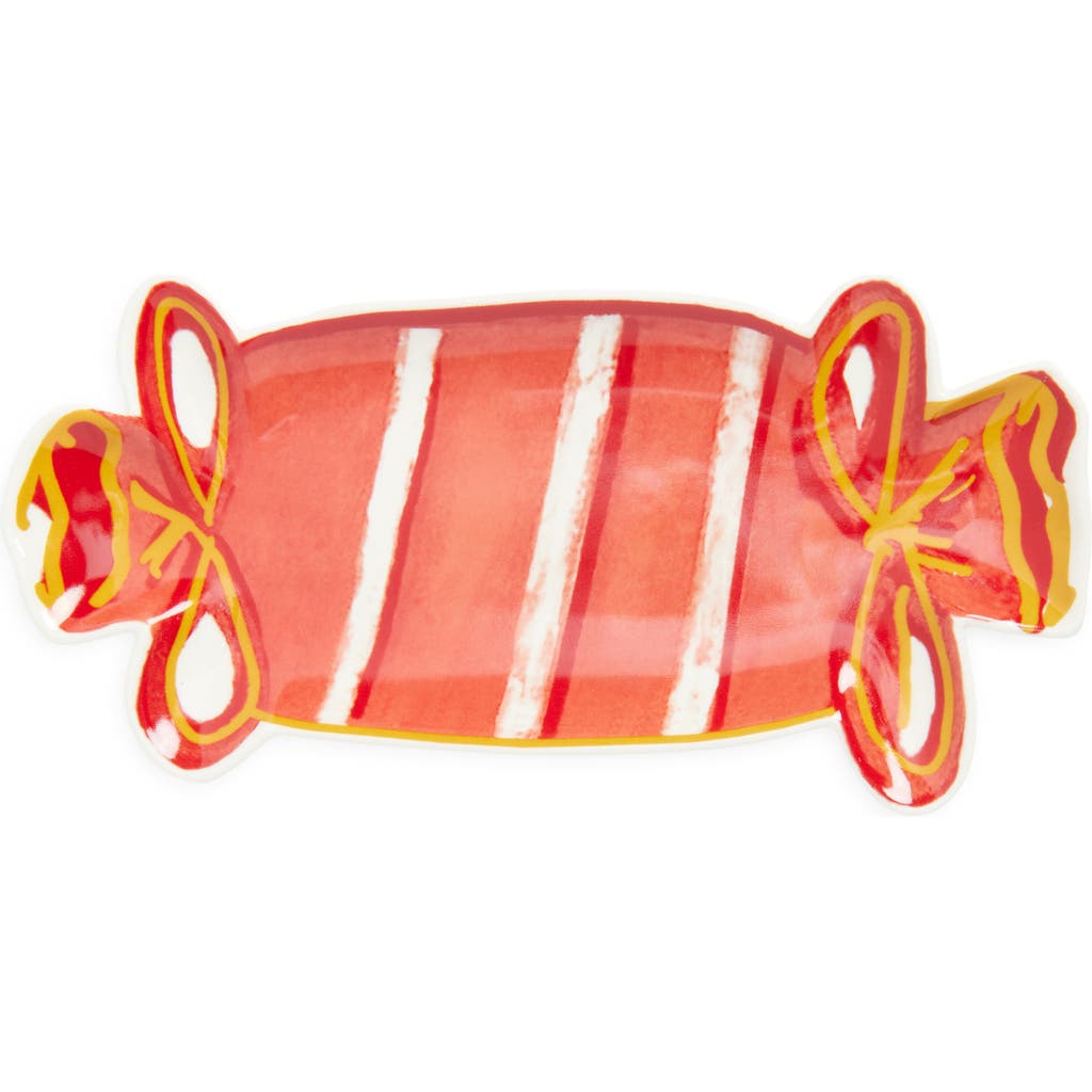 Creative Co-op Candy Shaped Stoneware Plate In Pink