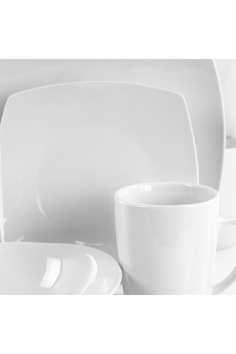 Bishop 16 Piece Soft Square Porcelain Dinnerware Set, Alternate, color, White