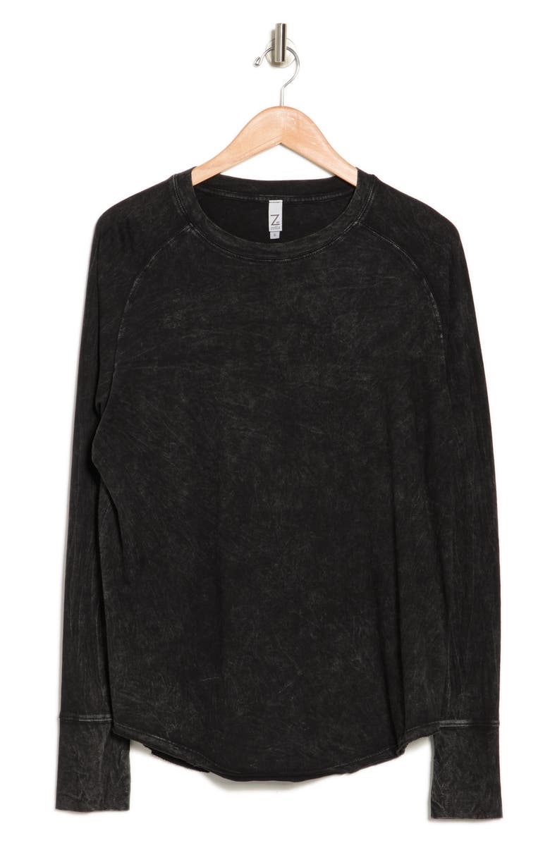 Z by Zella Vintage Wash Relaxed Long Sleeve Tee, Alternate, color, Black