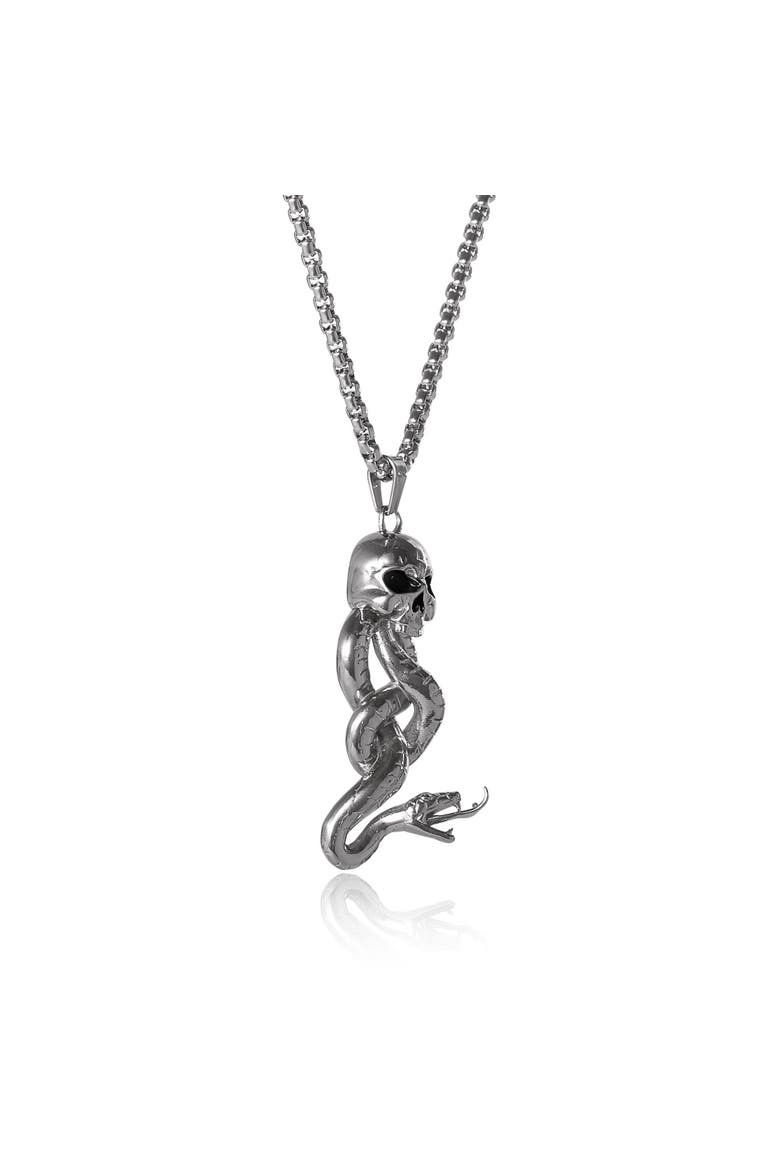 Dark Mark Skull and Snake Pendant Necklace, 22", Alternate, color, Silver