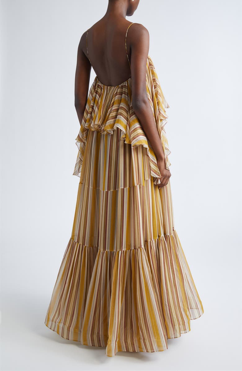 Zimmermann Rebellion Bohemian Stripe Slipdress, Alternate, color, Mustard Stripe