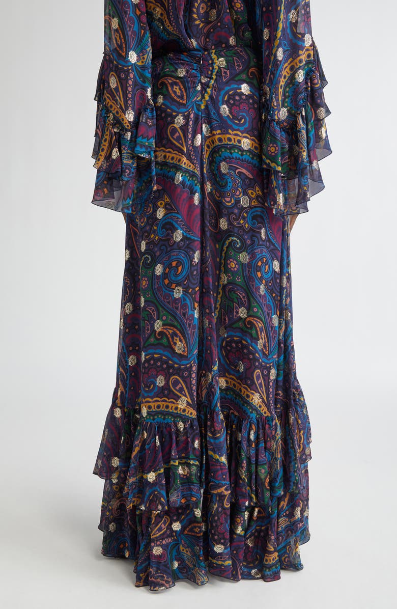 Etro Metallic Paisley Silk Maxi Skirt, Alternate, color, Printed Pink Base