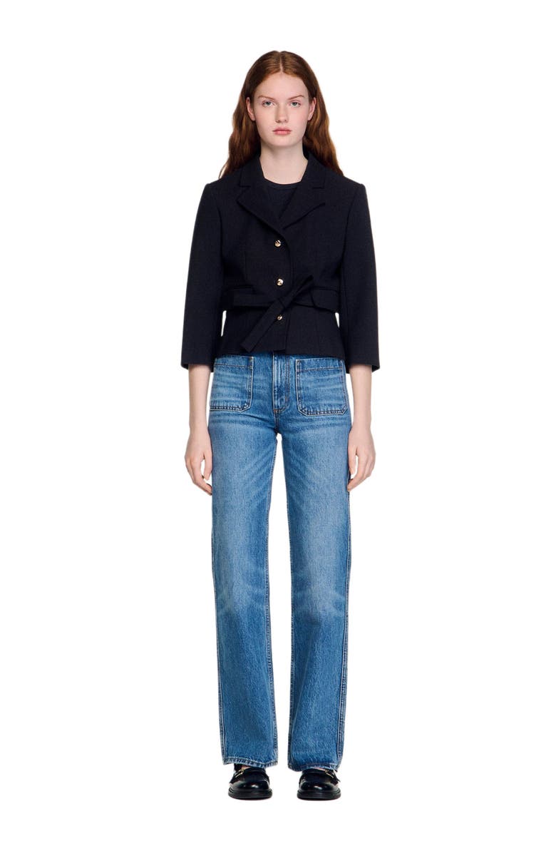 SANDRO Short tailored jacket, Alternate, color, Black