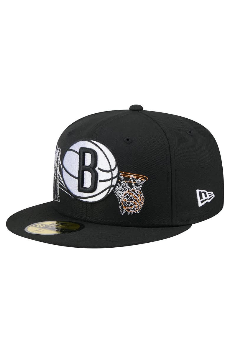 New Era Men's New Era Black Brooklyn Nets State Stitch 59FIFTY Fitted Hat, Main, color, 