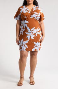 Renee C Floral Short Sleeve Empire Waist Dress