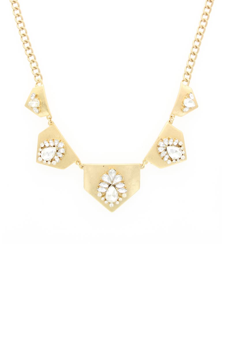 Five Station Pentagon Necklace, Main, color, GOLD