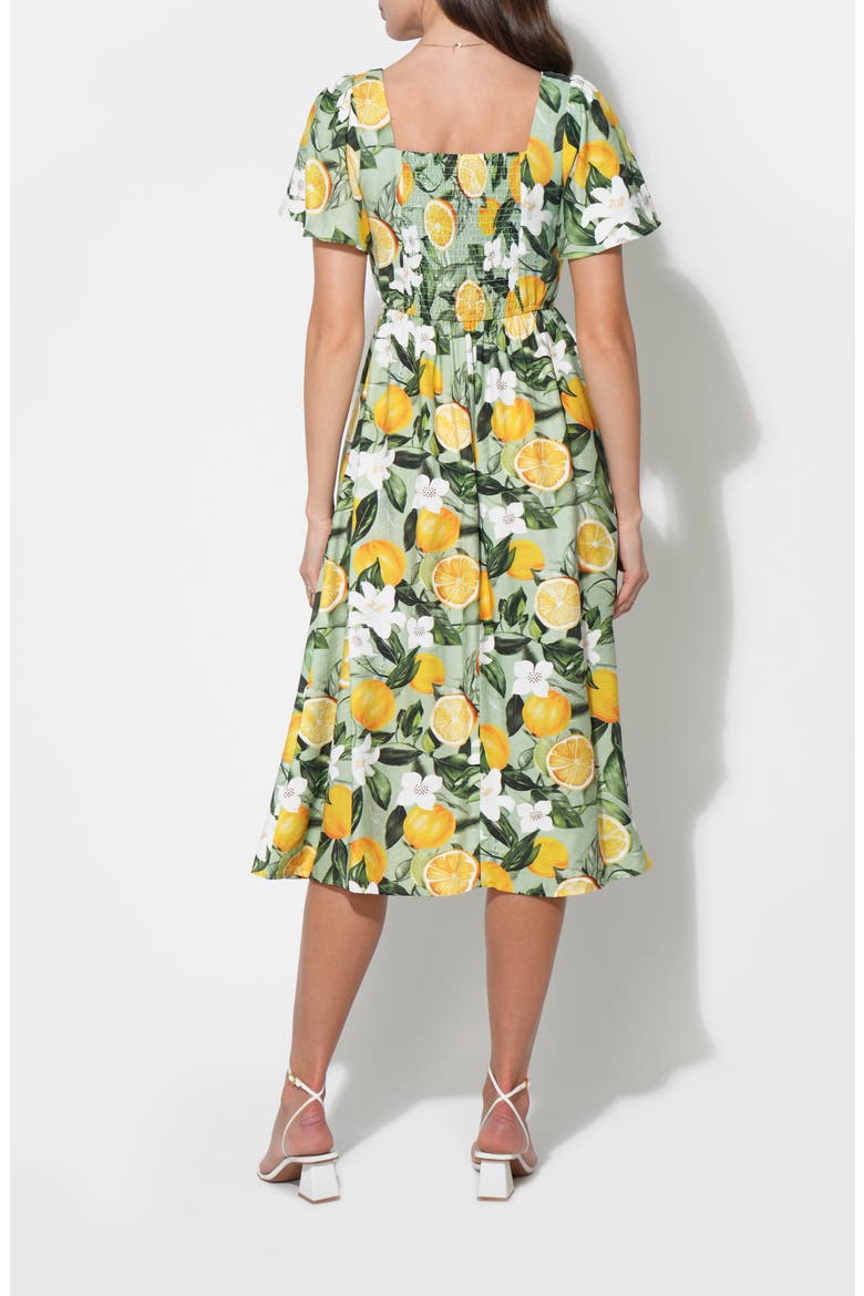 Kailany Lemon Fit-and-Flare Midi Dress, Alternate, color, CITRON LEMON