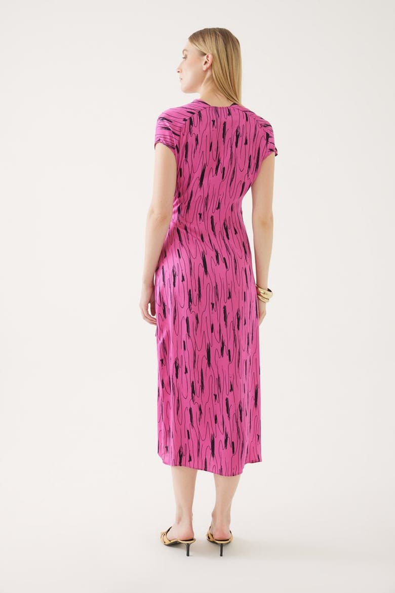 Off Shoulder Belted Wrap Dress, Alternate, color, FUCHSIA-BLACK