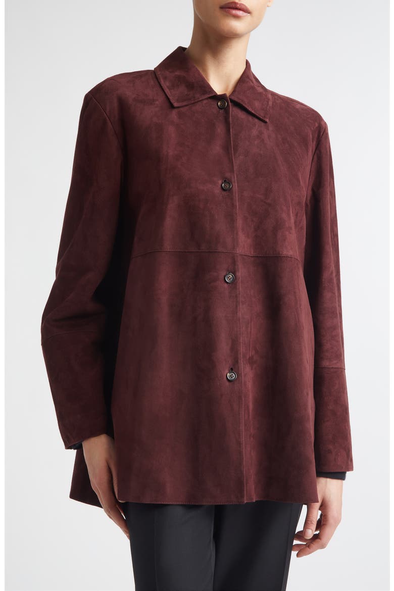 Suede Shirt Jacket, Alternate, color, RED