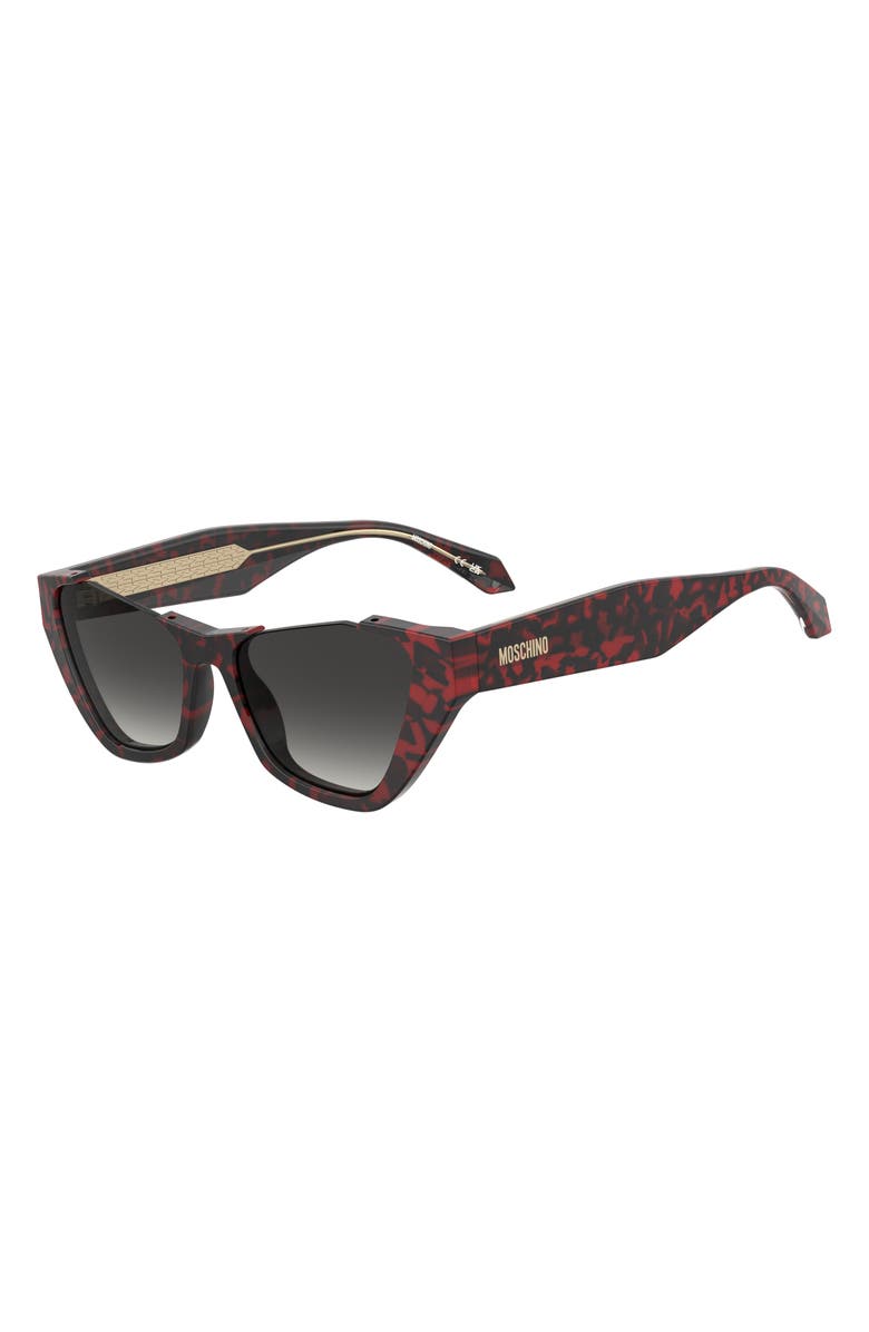 Moschino 53mm Cat Eye Sunglasses, Alternate, color, Red Havana/ Dark Grey