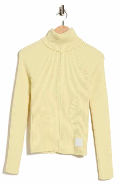 Ribbed Wool Blend Turtleneck Top