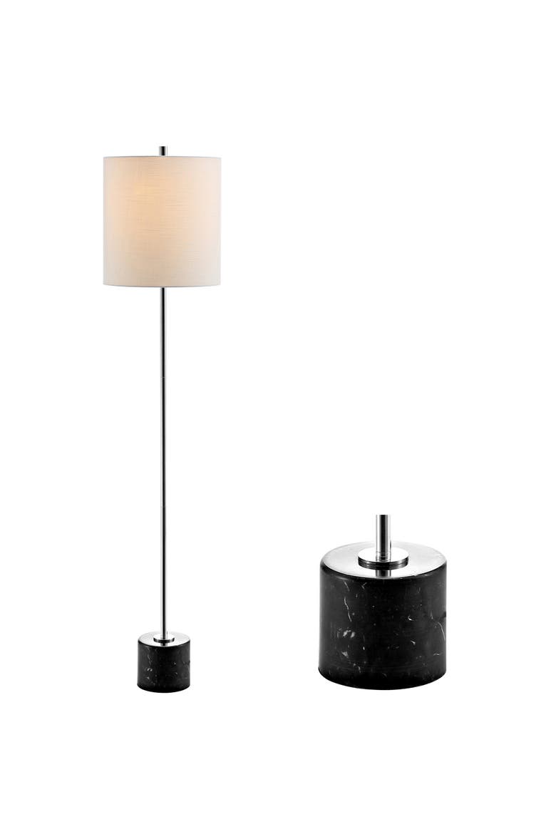 Levitt 60.5" Marble/Metal LED Floor Lamp, Black/Chrome, Main, color, Chrome