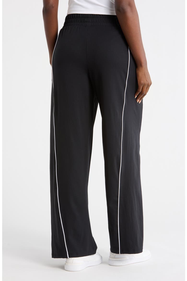 Luxe Contrast Piping Wide Leg Pants, Alternate, color, BLACK