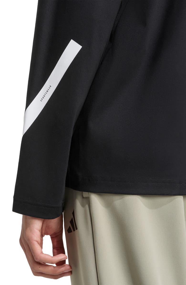 adidas Z.N.E. Oversize Long Sleeve Cotton Graphic T-Shirt, Alternate, color, Black/ White