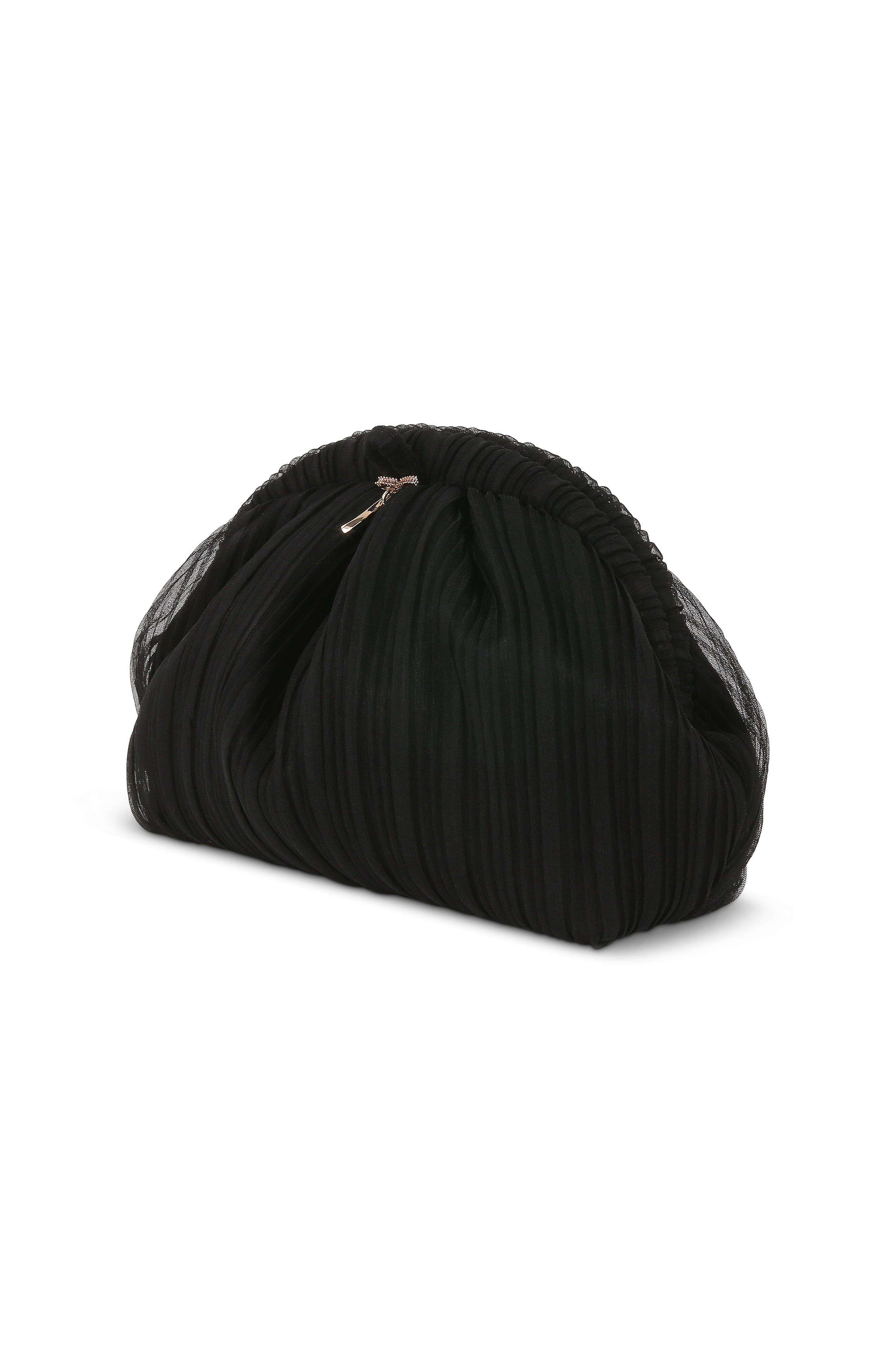 Jewel Badgley Mischka Vale Pleated Tulle and Satin Mini Pouch Clutch, Alternate, color, 