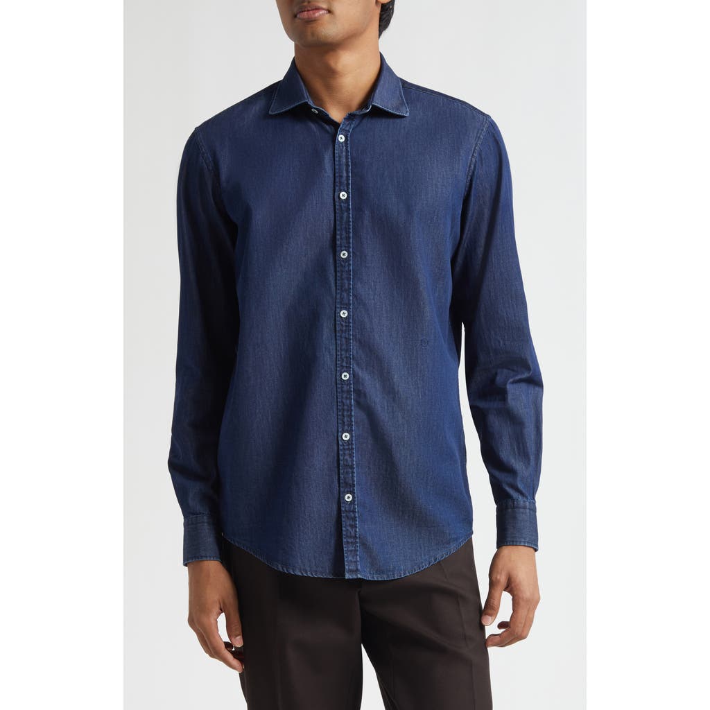 Massimo Alba Canary Classic Fit Cotton Denim Button-Up Shirt in Blue  product