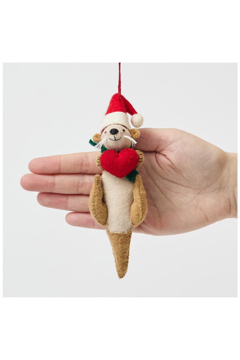 Santa Otter Love Christmas Ornament, Alternate, color, BROWN