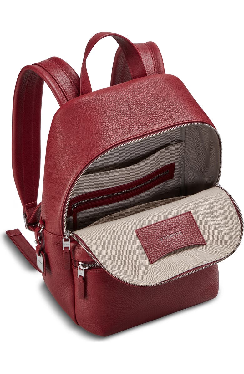 Shinola Small Runwell Leather Backpack, Alternate, color, Ruby