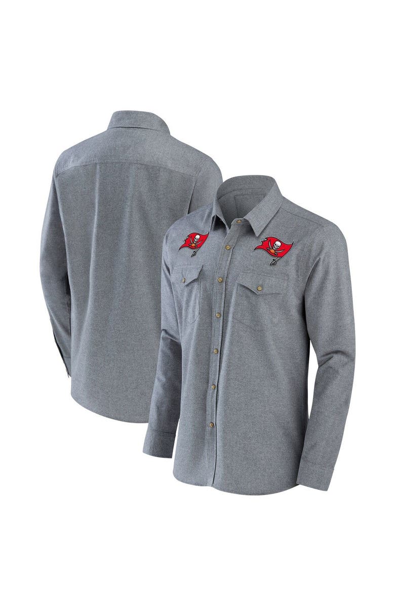 NFL X DARIUS RUCKER Men's NFL x Darius Rucker Collection by Fanatics Gray Tampa Bay Buccaneers Chambray Button-Up Long Sleeve Shirt, Alternate, color,