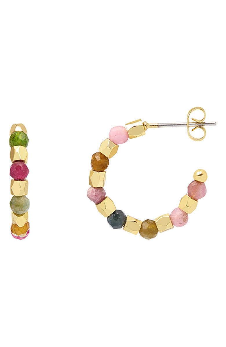 Estella Bartlett Coco Bead Hoop Earrings, Main, color, Gold