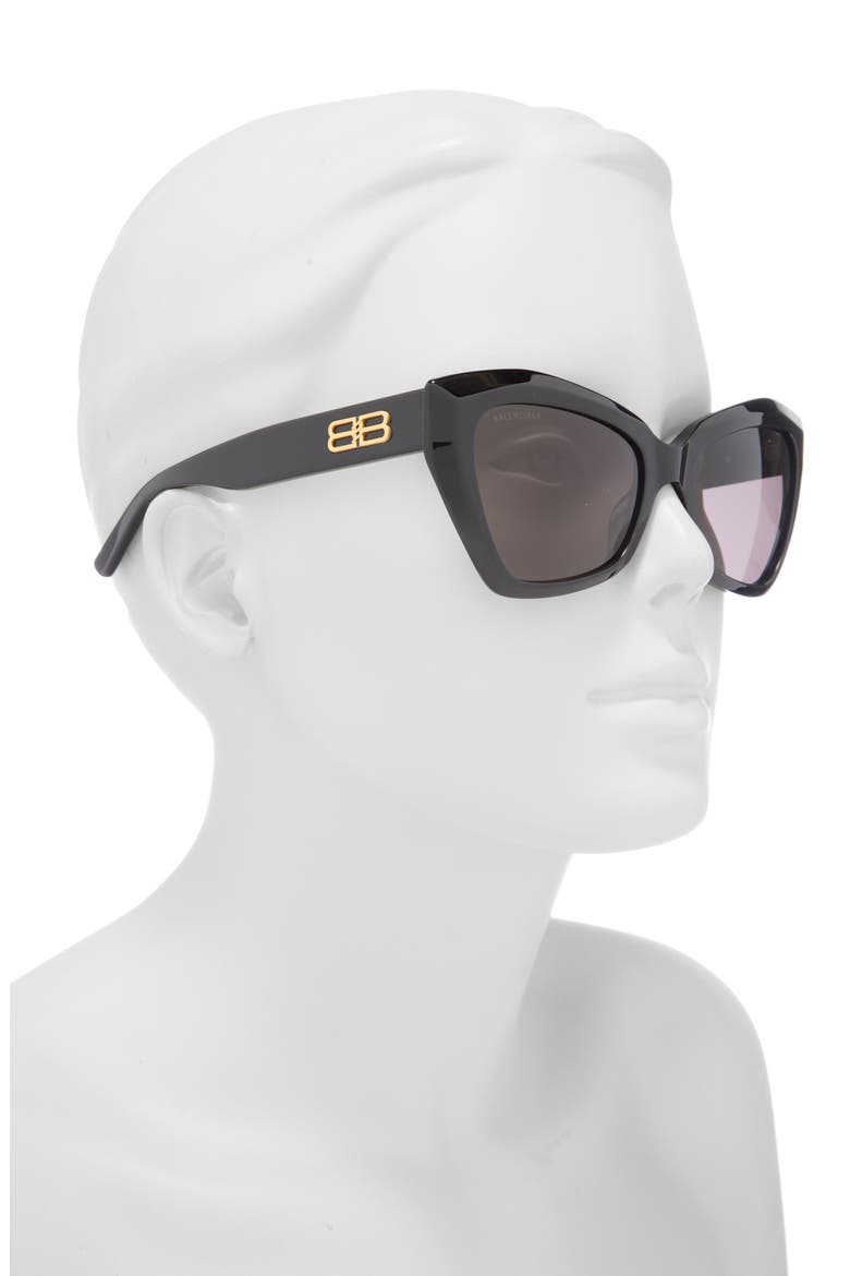 56mm Cat Eye Sunglasses, Alternate, color, BLACK BLACK GREY