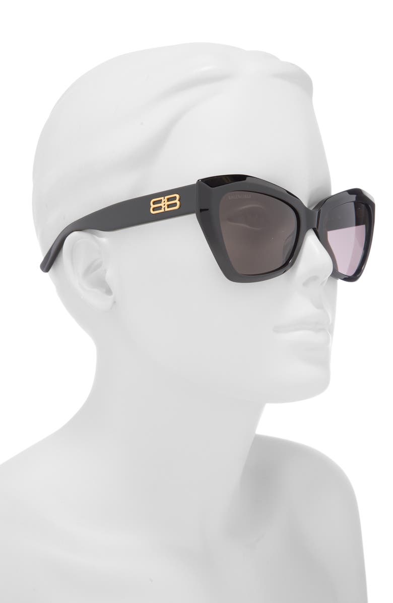 Balenciaga 56mm Cat Eye Sunglasses, Alternate, color, Black Black Grey