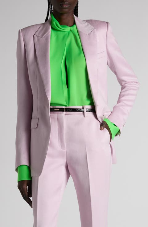 One-Button Duchesse Satin Blazer