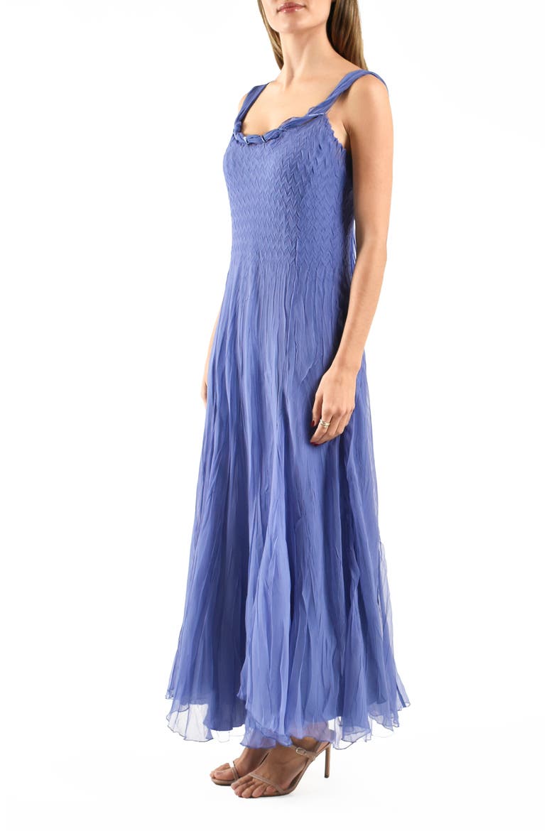 Charmeuse & Chiffon Maxi Cocktail Dress, Alternate, color, FREGATTA BLUE