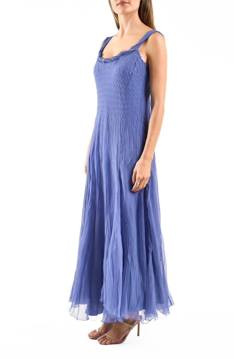 Komarov Charmeuse & Chiffon Maxi Cocktail Dress, Alternate, color, Fregatta Blue