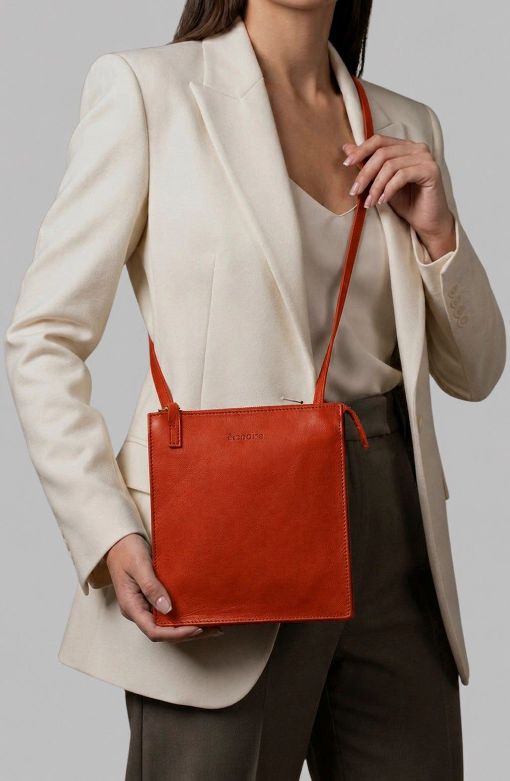 Polly Leather Crossbody Bag, Alternate, color, RUST