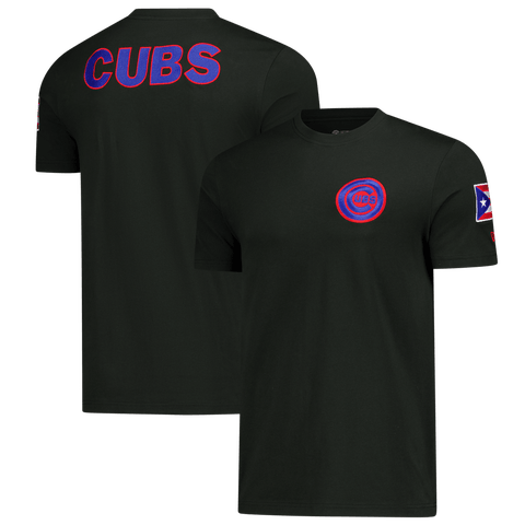 Men's New Era Black Chicago Cubs Puerto Rico Country Flag T-Shirt