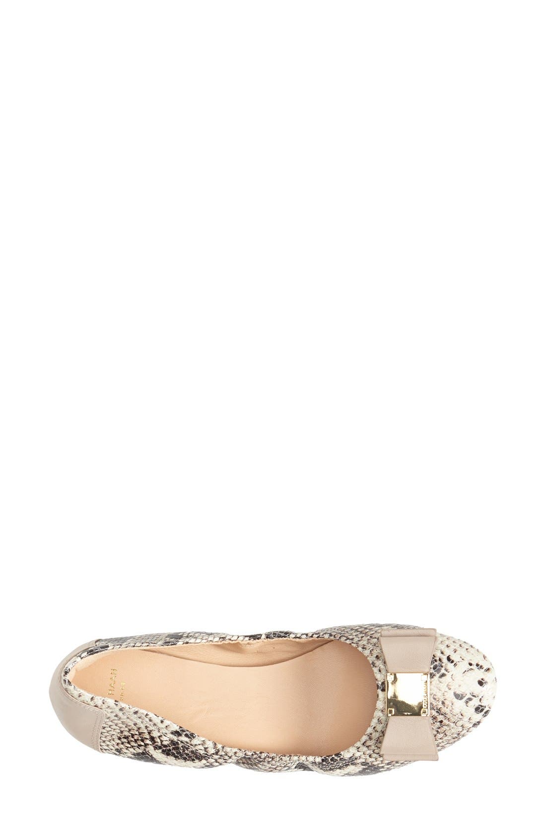 'Tali' Bow Ballet Flat, Alternate, color, NATURAL ROCCIA SNAKE PRINT