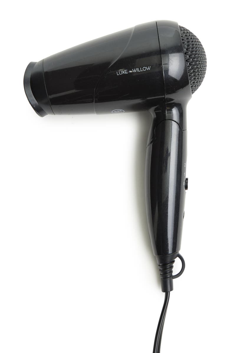 LUXE AND WILLOW Mini Collapsible Blow Dryer, Main, color, Black
