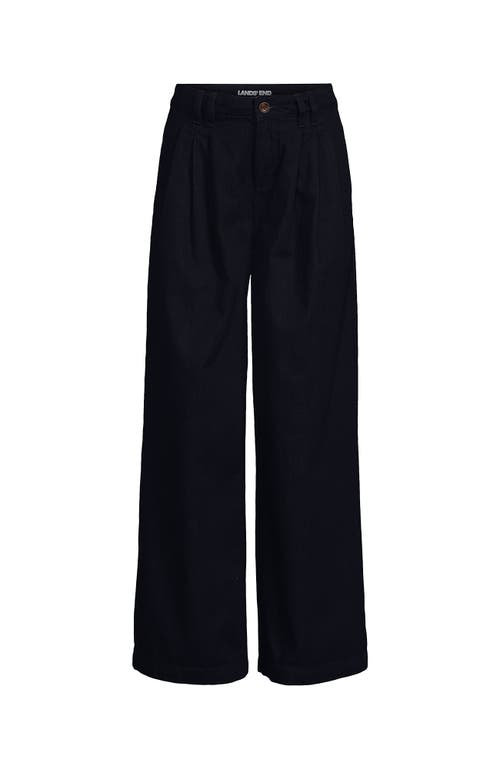 LANDS' END LANDS' END LIGHTWEIGHT DENIM MID RISE PLEATED SLOUCHY JEANS
