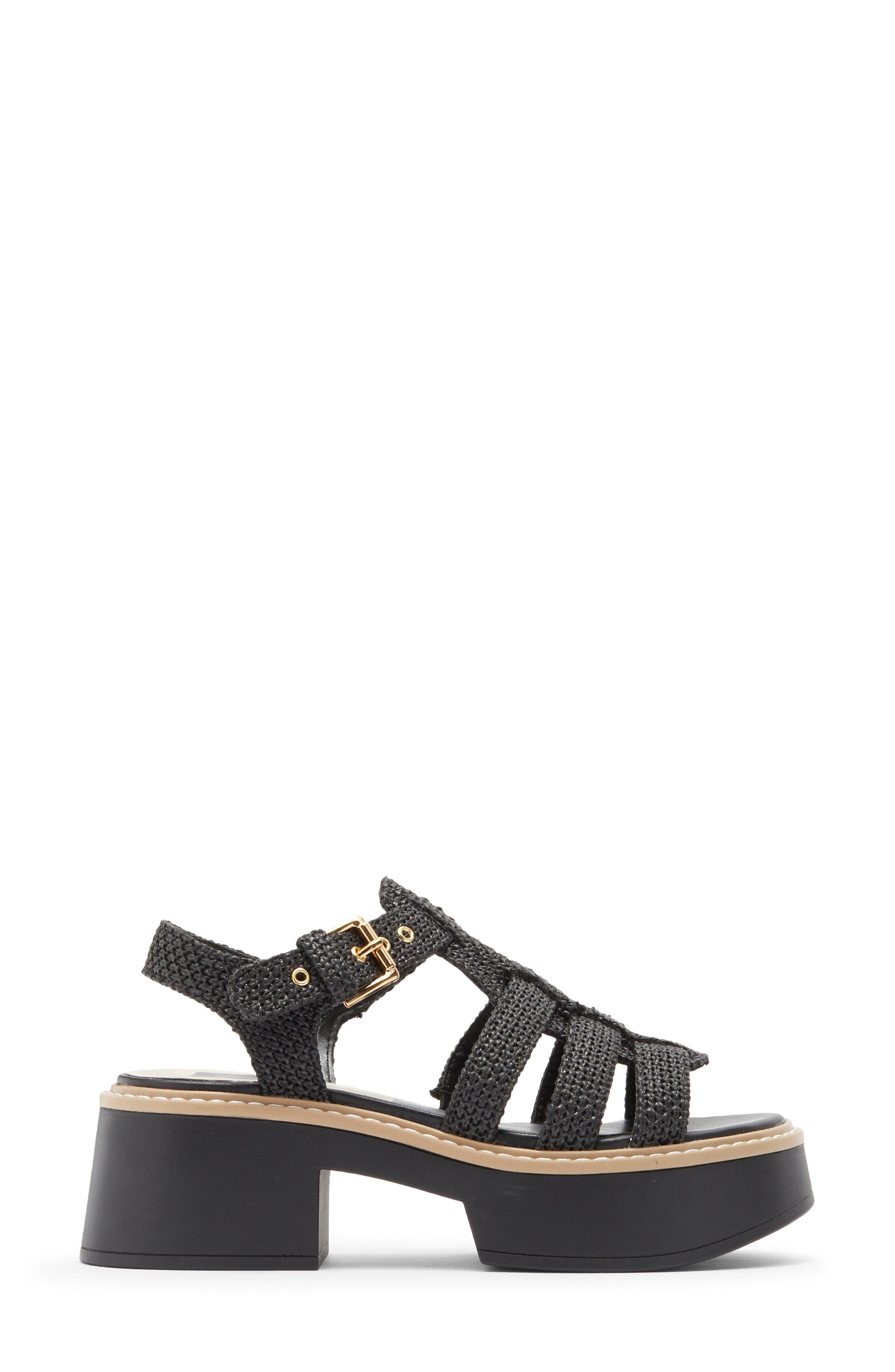 Dolce Vita Liani Platform Sandal, Alternate, color, Onyx Raffia