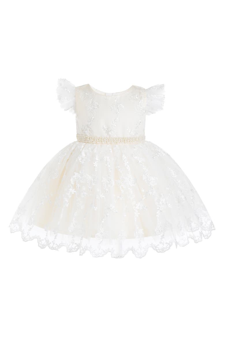 Anavelle Lace Pearl Dress, Main, color, Ivory