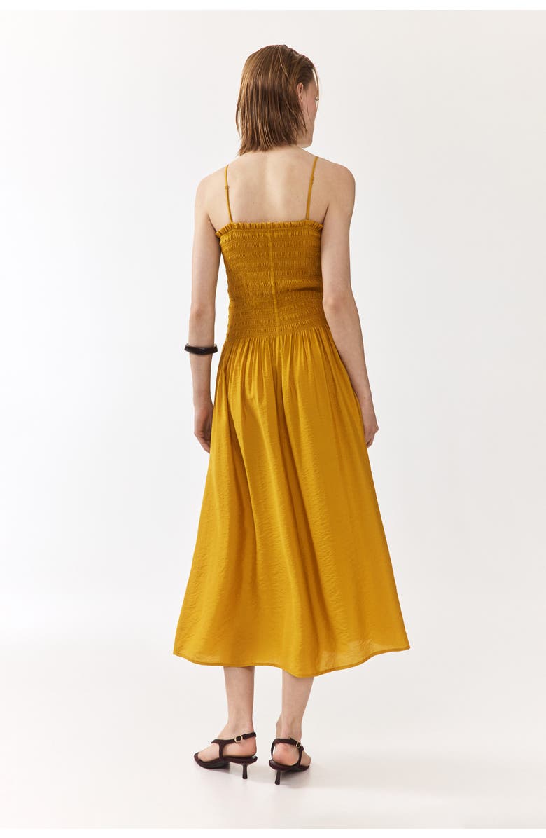 H&M Smocked-bodice Strappy Dress, Alternate, color, Mustard Yellow