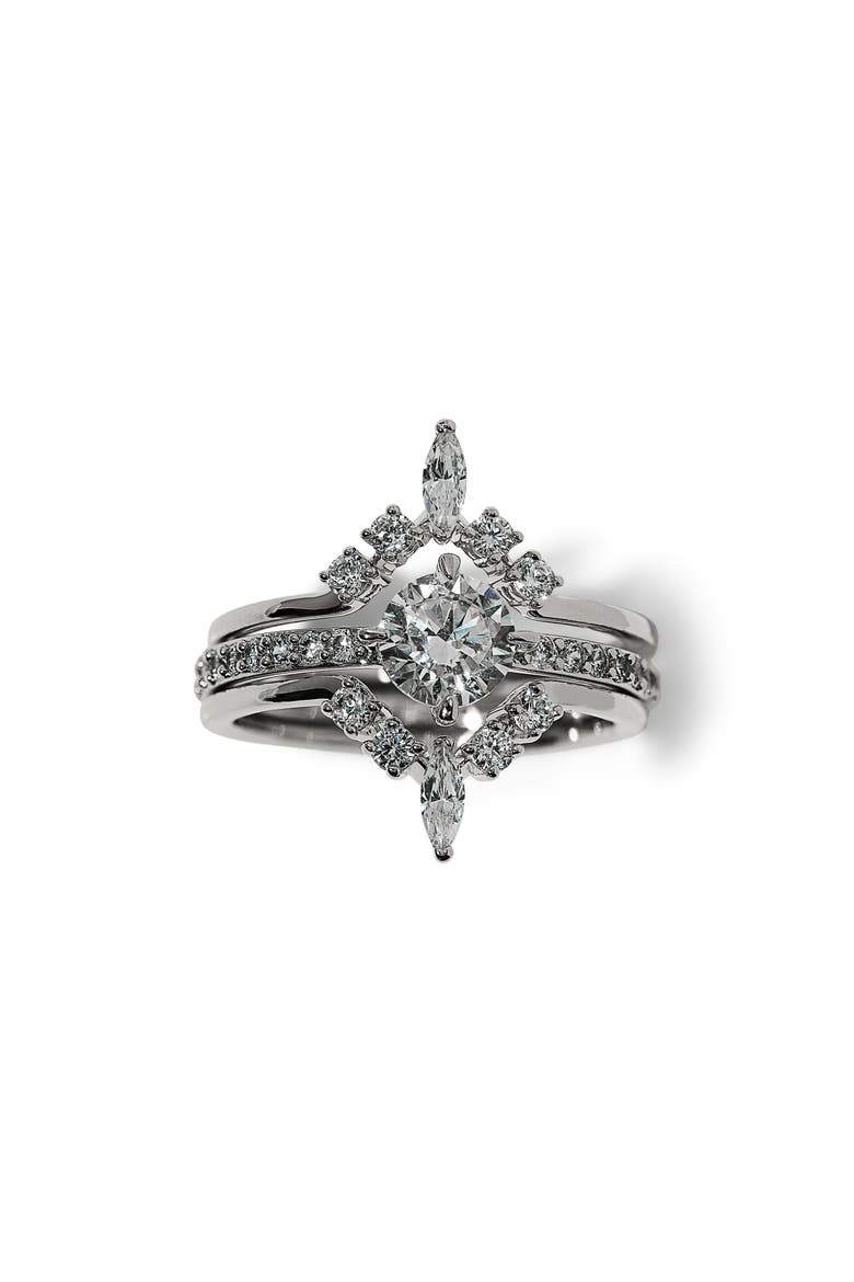 Cannes Set of 3 Stack Rings, Main, color, RHODIUM