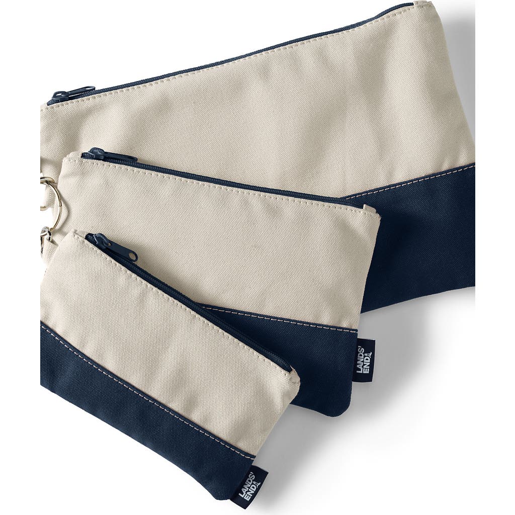 Lands' End Zip Canvas Pouch 3 Pack In Blue