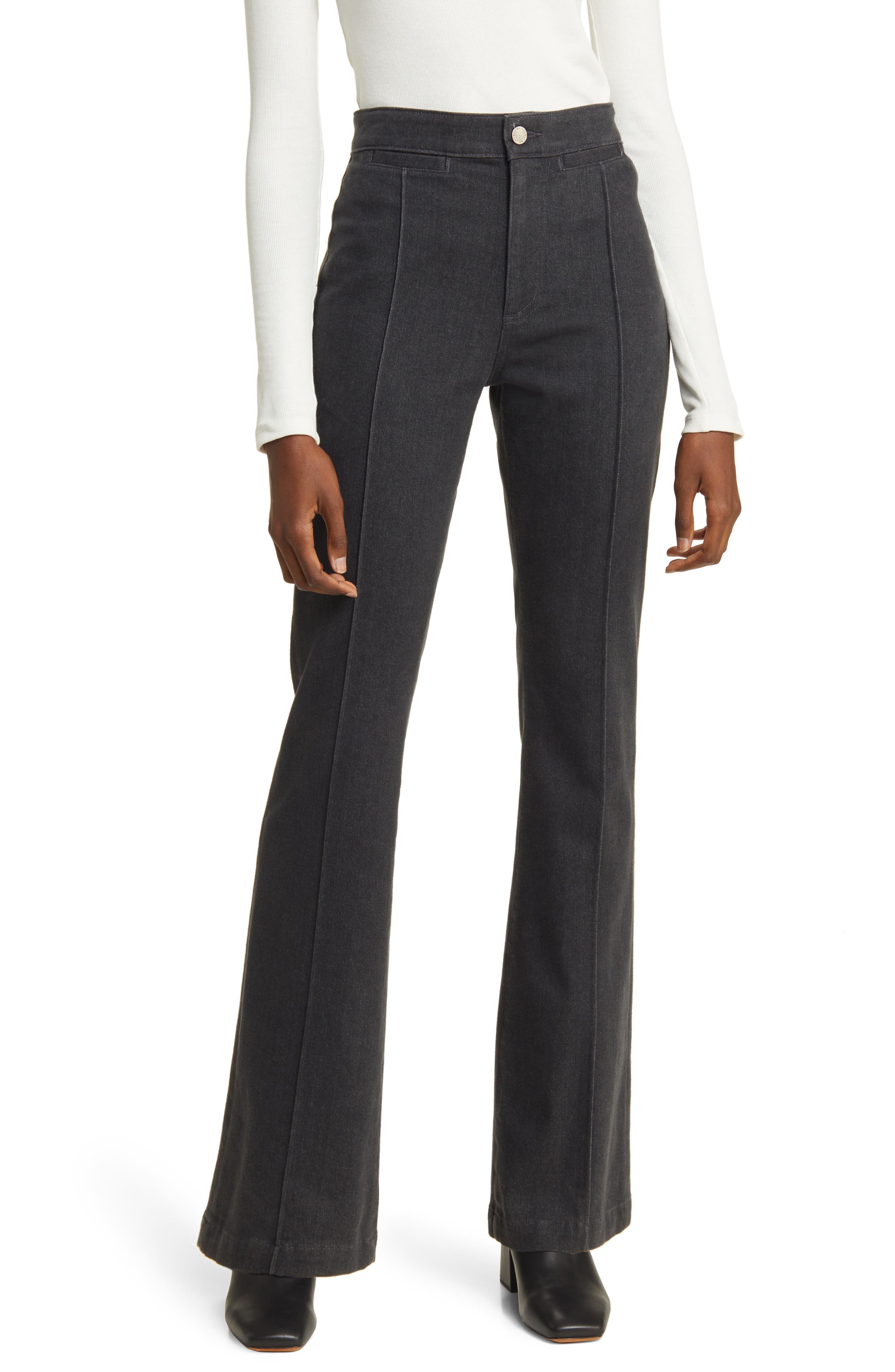 Anisten Tailored Pintuck High Waist Stretch Flare Jeans