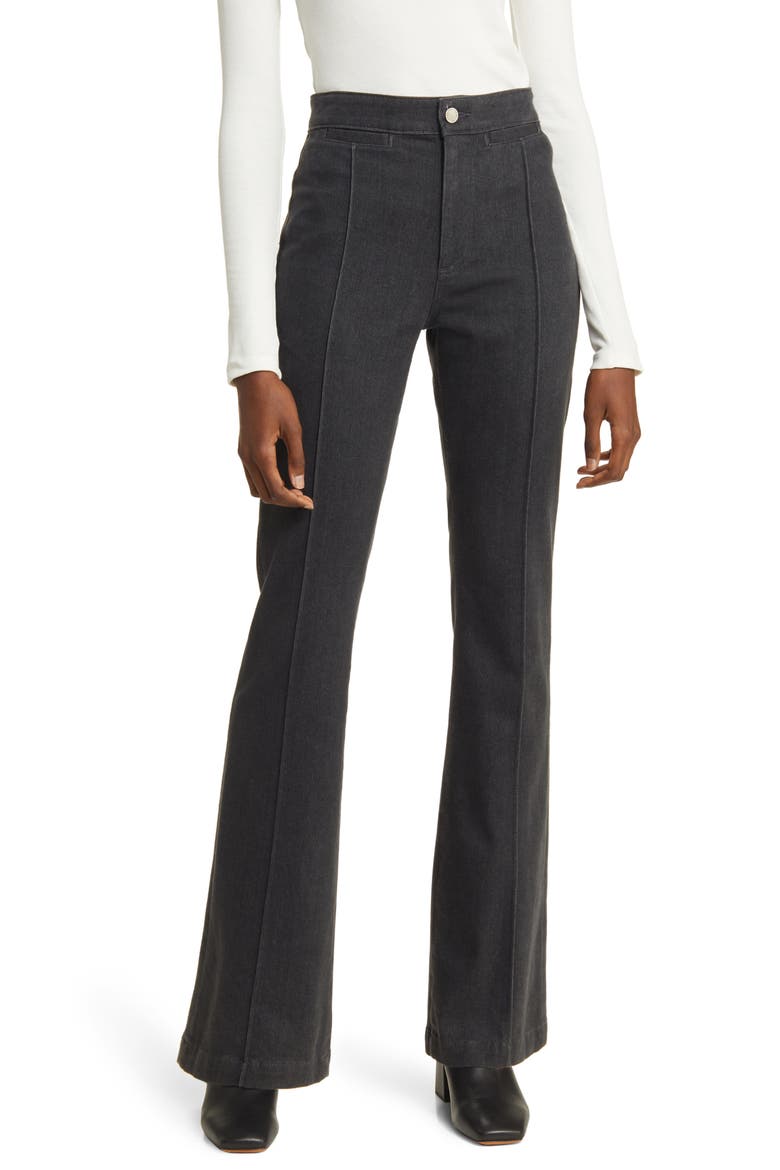 Anisten Tailored Pintuck High Waist Stretch Flare Jeans, Main, color, CHARCOAL STONE