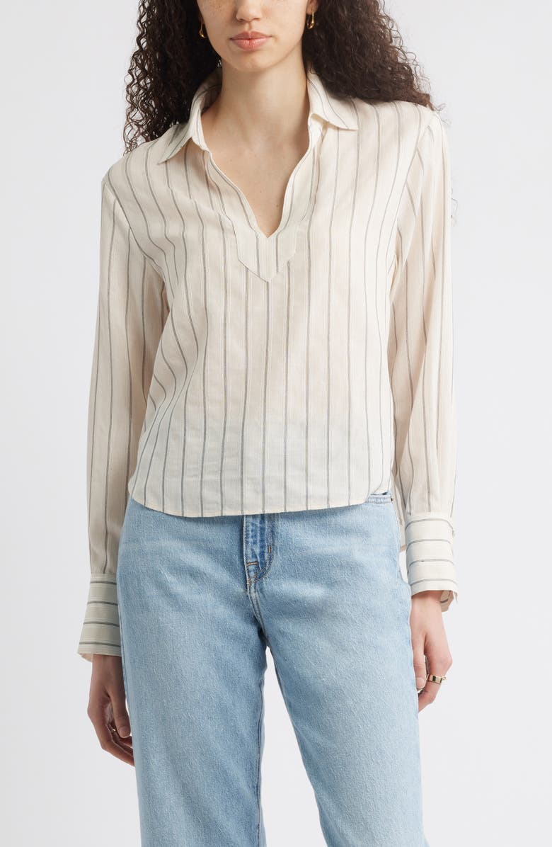 Nordstrom Stripe Popover Top, Main, color, Beige Burnt Mal Stripe