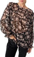 Sanctuary Ruffle Moment Print Chiffon Top