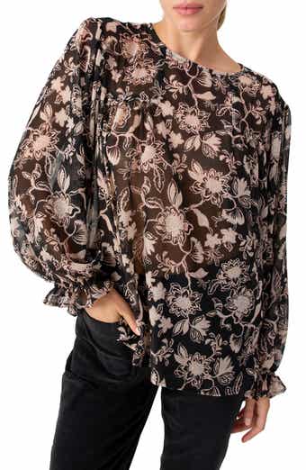 Sanctuary Ruffle Moment Print Chiffon Top